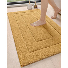 43x24 Badrumsmatta, halkfri tvättbar badrumsmatta för duschgolv, absorberande mjuk mikrofiber med gummibaksida, snabbtorkande gul