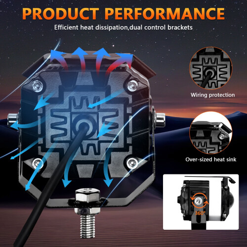 Βοηθητικά φώτα LED για μοτοσικλέτα/ATV/UTV, 120W, 12000LM, 6 λειτουργίες, αδιάβροχα, με κιτ 2