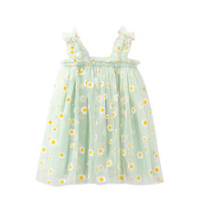 Girls floral party dress sleeveless tulle summer dress for