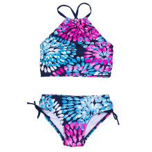 2-delige meisjeszwemset: topje met bloemenprint en bikinibroekje met trekkoord, meisjespak, nieuwe bikini met waterdruppelprint, geschikt voor
