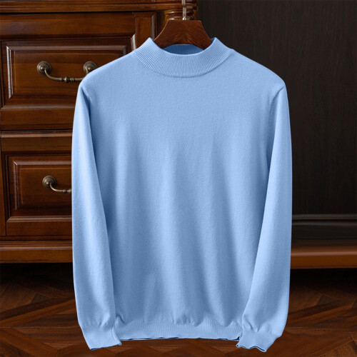 Herrenmode Stehkragenpullover Herbst Winter Freizeit Einfarbig Thermopullover Warm Strickpullover Top Herrenpullover (Hellblau #1, L) 1