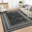 Washable area rug black geometric 5x7 ft 1