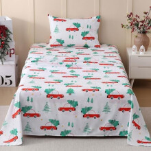 Juego de sábanas navideñas para niños Red Cars, tamaño individual, 3 piezas, sábanas de microfibra suaves con estampado navideño y bolsillo