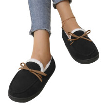 Damtofflor Inomhus Utomhus Mockasiner Fluffiga Pälsiga Loafers Mocka Varma Skor