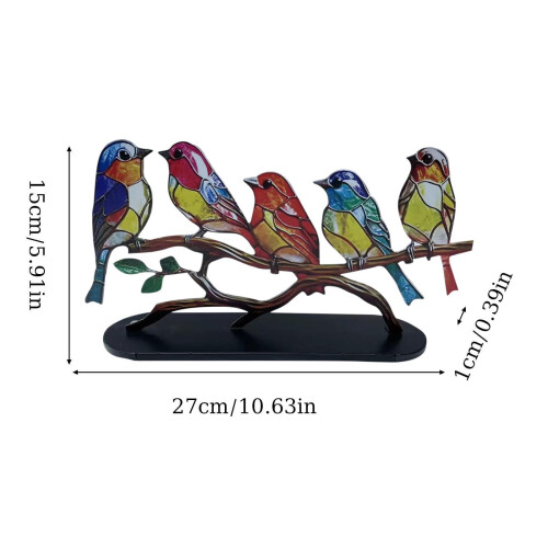 Stained Glass Bird Metal Figurine Desktop Decor 2