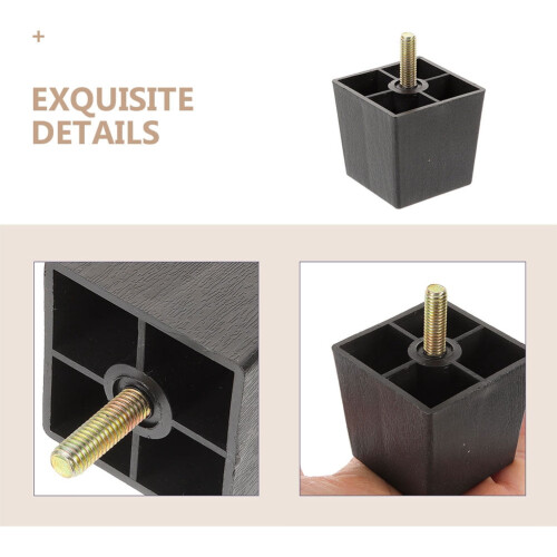 Gambe per mobili in metallo nero e legno, regolabili, 8 pezzi 2