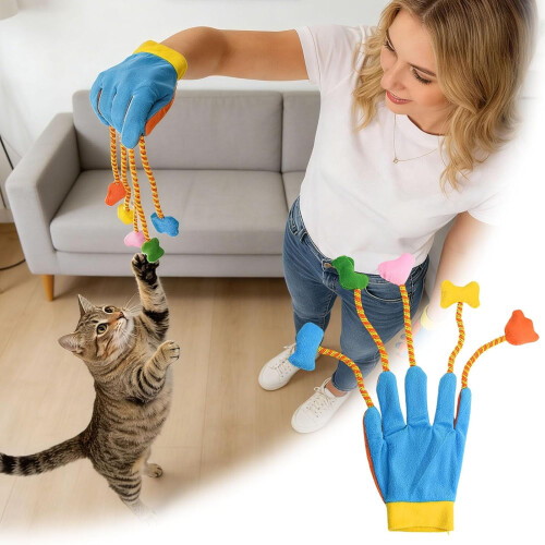 Luva para provocar gatos com sino (2 peças) 2