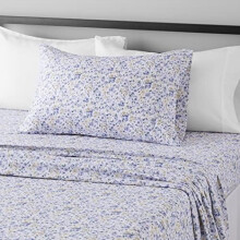 Juego de sábanas de microfibra ligeras y sin arrugas de 3 piezas, bolsillos profundos de 35,5 cm, tamaño individual, estampado floral azul – Ropa