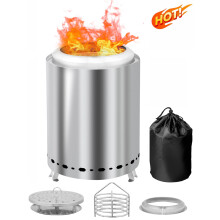 10'' Smokeless Fire Pit for Outside, Wood-Burning Firepit Portable, Stainless Steel Stove for Camp Outdoor Heating Fire Pit with Carry Bag