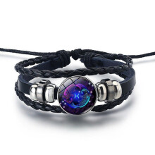 Pulsera De Cuero Diseño De Contelación para Hombre De Y Brazalete Mujer