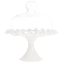 Homoyoyo White Ceramic Food Tray with Glass Lid, Covered Serving Dish for Home Kitchen Use, 1 Set