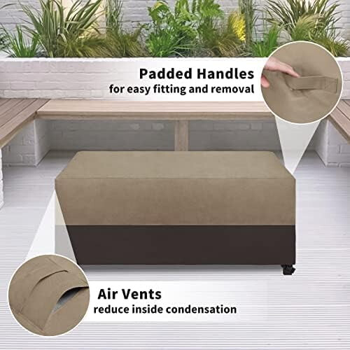 Capa para mesa de centro retangular pequena para área externa, resistente a raios UV e à prova d'água, compatível com mesas de 122 x 71 x 41 cm 2
