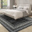 Washable area rug black geometric 5x7 ft 6