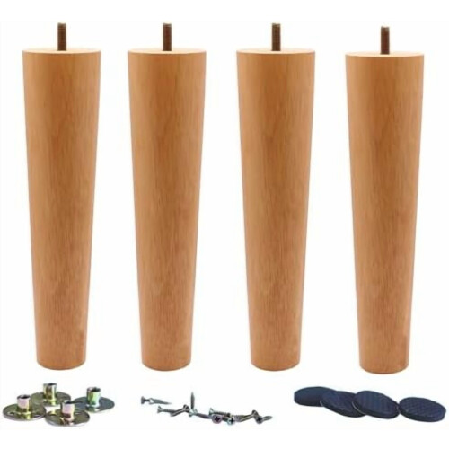 Pés de madeira maciça de 25 cm (10 polegadas) para móveis, ideais para sofá, cadeira, pufe, cômoda, mesa de centro, armário e poltrona