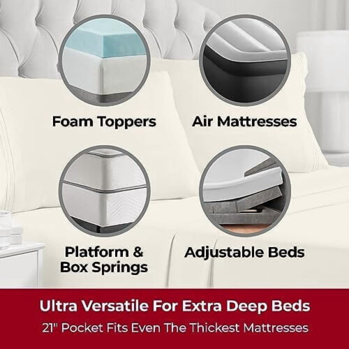 Extra Deep Full Sheets Set – Double-Brushed Microfiber, 1