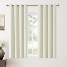 100% Blackout Ivory Curtains 52x63", 2 Panels, Grommet Top, Thermal Insulated, Soundproof, Compatible with Farmhouse & Bedroom