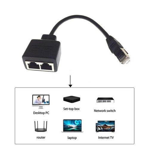 Διαχωριστής Ethernet RJ45 1 αρσενικό σε 2 θηλυκά Καλώδιο διαχωριστή Ethernet LAN Νέο V6 1