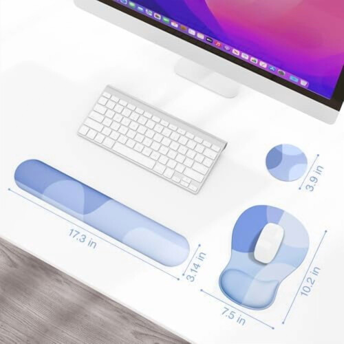 Conjunto de apoio de pulso ergonômico para teclado com espuma viscoelástica 3 em 1 1