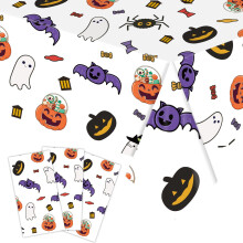 Halloween Disposable Tablecloth 54x108'', Waterproof Plastic Cover with Pumpkin/Bat/Skeleton Design – Indoor & Outdoor Use