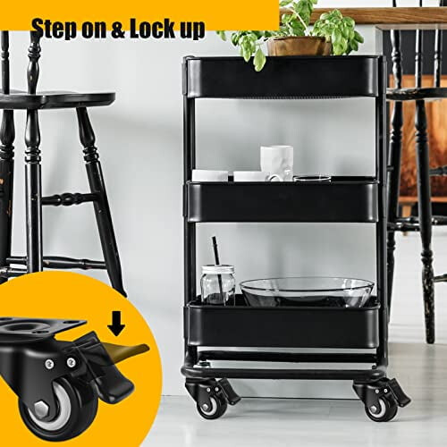 Conjunto de 4 rodízios silenciosos reforçados de 2 polegadas, rodas de PU com trava, base giratória, compatíveis com carrinhos, móveis e 2