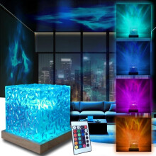 Ocean Wave Northern Lights Ripple Projector – Dimmable, Remote-Controlled, Multi-Mode Aurora Lamp for Bedroom & Party