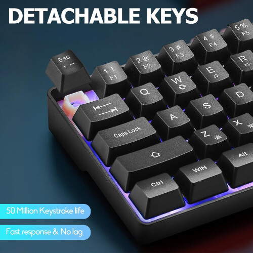 60% Wired Mechanical Gaming Keyboard, RGB Backlit, 68-Key Compact for Windows/Mac/PC – Black, Compatible with Windows, Mac 1