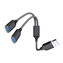 Multiport USB Splitter Cable, USB Power Adapter 1 Male to 2 Female for Charging/Data Transfer 480Mbps Speed Cord