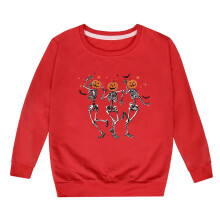 Halloween-Sweatshirt mit Skelett und Kürbis für Kinder, rot, 3-4 Jahre