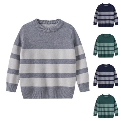 Jungenpullover Größe 10-12, Kinderpullover für Jungen und Mädchen, langärmelig, Rundhalsausschnitt