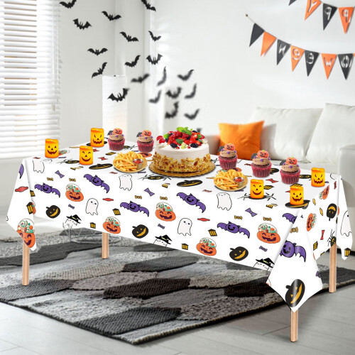 Τραπεζομάντηλο μιας χρήσης για το Halloween, 54x108'', αδιάβροχο πλαστικό κάλυμμα με 2