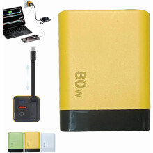 3-i-1 80W MAX utdragbar laddare - 60 cm typ-C-kabel och 2 USB-portar, snabbladdning för smartphones, surfplattor och bärbara datorer
