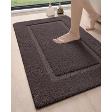 Antislip badkamermat 43x24 inch, bruin, pluche microvezel.