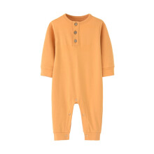 Babys Solid Color Zipper Rompers Side Snap Rompers Round Neck Long Sleeve Rompers,Size 3 Months-12 Months