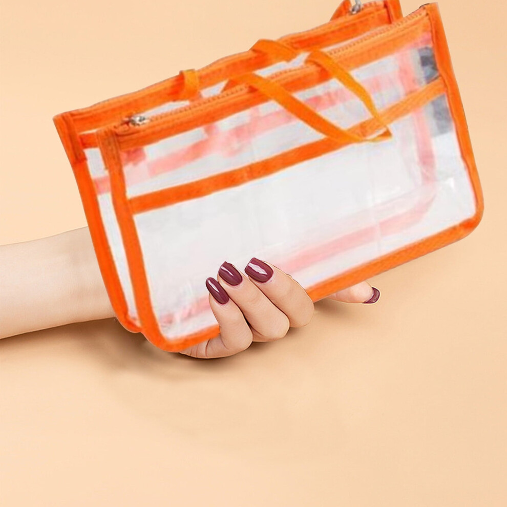 Clear PVC Cosmetic Makeup Bag, Transparent Toiletry Tote with Shoulder Strap â Compatible with Travel & Outdoor Use