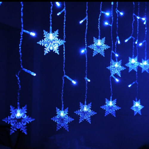 Christmas Snowflake Window Curtain String Lights, 8 Modes Flashing Lights Waterproof for Bedroom Party Home Xmas Tree Decorations 1