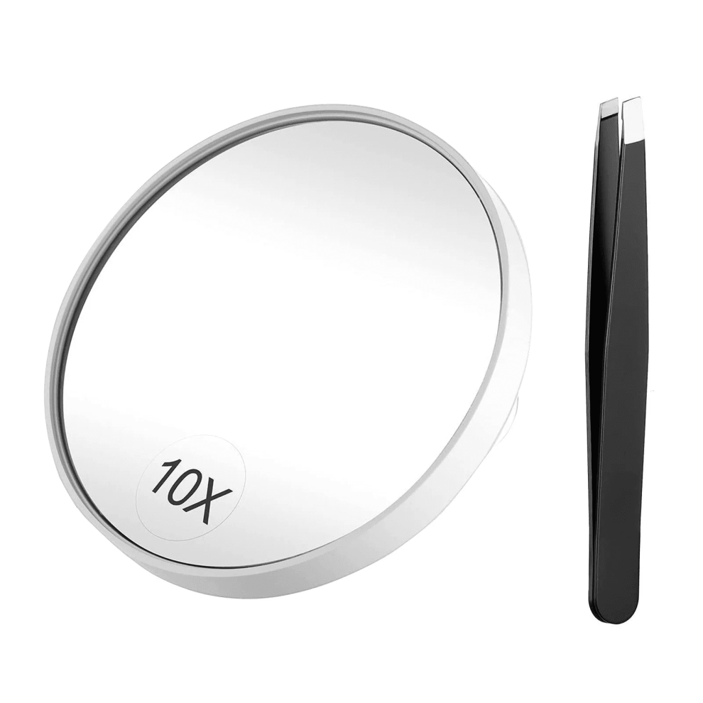 10x Magnifying Mirror & Slant Tweezer Kit