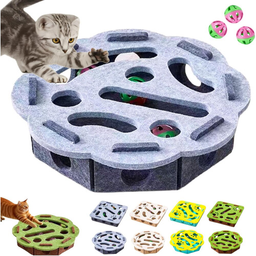 Klöspussel för katt med berikande låda med klocka