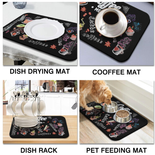 Fun Coffee Mat 24"x16", Απορροφητικό & Αντιολισθητικό Χαλί Μπαρ για Πάγκους, Χωράει Κάτω από 1
