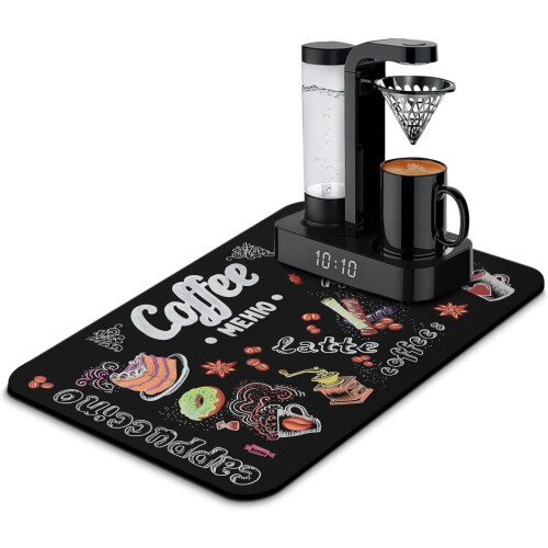 Fun Coffee Mat 24"x16", Απορροφητικό & Αντιολισθητικό Χαλί Μπαρ για Πάγκους, Χωράει Κάτω από