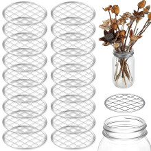 18Pcs Mason Jar Frog Lids (2.75"), Silvery Metal Flower Organizers for Regular Mouth Canning Jars – Compatible with Mason Jars
