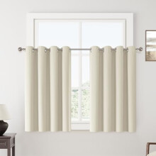 Linen Blackout Curtains 52x63 in, 2 Panels, Grommet Top