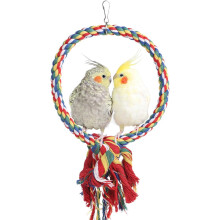 Anello altalena in corda di cotone per uccelli, ideale per pappagalli cenerini, parrocchetti, calopsitte e cacatua – Giocattolo da masticare e