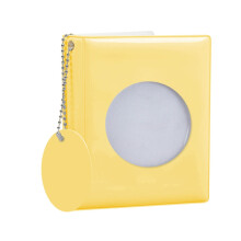 1 unidade de porta-photocards Kpop de 7,6 cm (3 polegadas), mini álbum vazado em formato de coração, com espelho, 32 bolsos, amarelo claro.