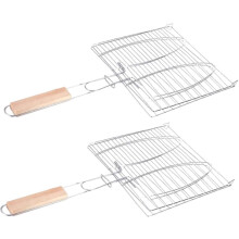 Lot de 2 paniers antiadhésifs pour barbecue, parfaits pour le poisson et le steak – Idéaux pour les barbecues en extérieur, le camping et les