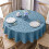 Floral Embossed Vinyl Tablecloth – Round, 60 Inch, Stone 1