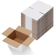 8x6x4 Shipping Boxes Set of 25, White Corrugated Cardboard Box for Mailing Packing Gifts Small Business