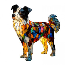 LAMIRO Border Collie & Französische Bulldogge Nachtlicht aus Kunstharz – Warme LED-Tischlampe für Kinder, kompatibel mit US-Steckdosen
