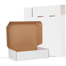 6 Pack 12x9x3 Shipping Boxes, White Corrugated Cardboard Boxes for Packaging Small Business, Moving, Shipping, Mailing, and Storing