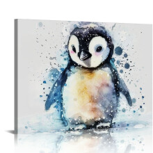 Aquarell-Wandbilder mit Babypinguinen, Tierdekoration für Kinderzimmer, Wohnzimmer, Schlafzimmer – 40 x 30 cm