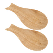 Lot de 2 repose-cuillères en bois lisse pour la cuisine : support pour cuillères à café, spatules, cuillères et pinces.